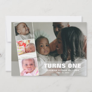 Premier anniversaire 4 Photo Collage Faire-part de