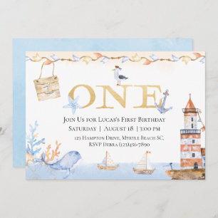 Premier anniversaire Boys Nautical Blue Lighthouse