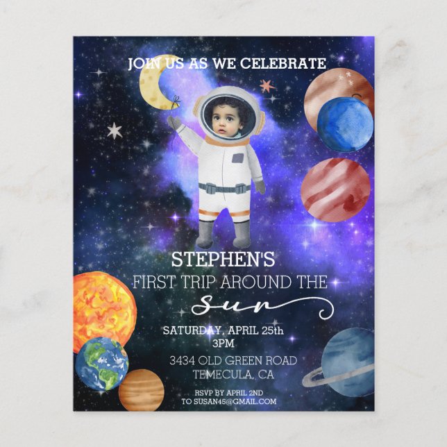 Premier Anniversaire Espace Astronaute Galaxie Pla (Devant)
