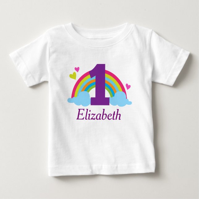 Premier Anniversaire Filles Arc-en-ciel T-shirt pe (Devant)