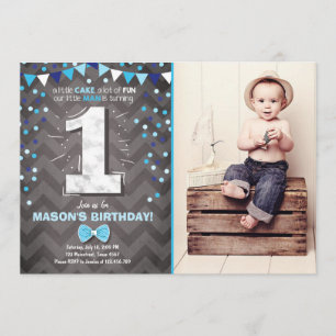 Premier anniversaire Invitation garçon One Navy Bl
