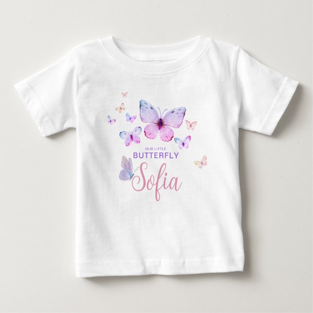 Premier anniversaire papillon fille 1er T-shirt ro (Devant)