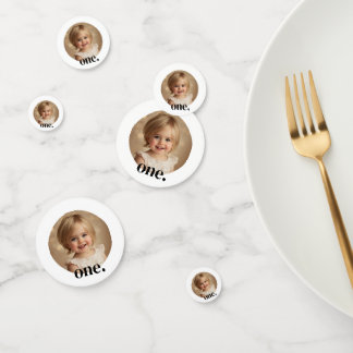 Premier anniversaire Photo Confetti en noir et bla