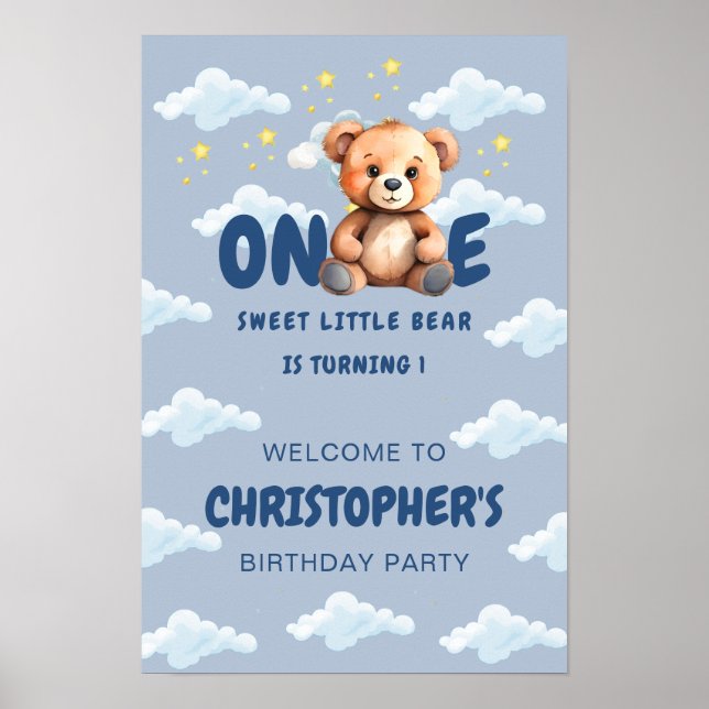 Premier anniversaire Poster thème de l'ours (Devant)