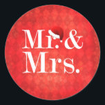 Premier autocollant de Noël de couple<br><div class="desc">Sticker de Noël M. et Mme</div>