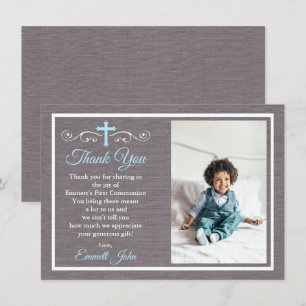 Premier Carte de remerciements de communion Garçon