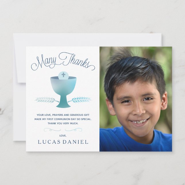 Premier carte de remerciements de sainte communion (Devant)