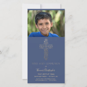 Premier Carte photo de la Communion, Invitation pe