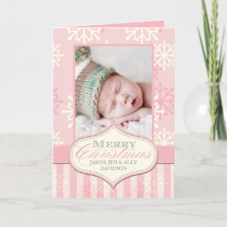 PREMIER CARTE PHOTO DE NOËL DE BÉBÉ ROSE