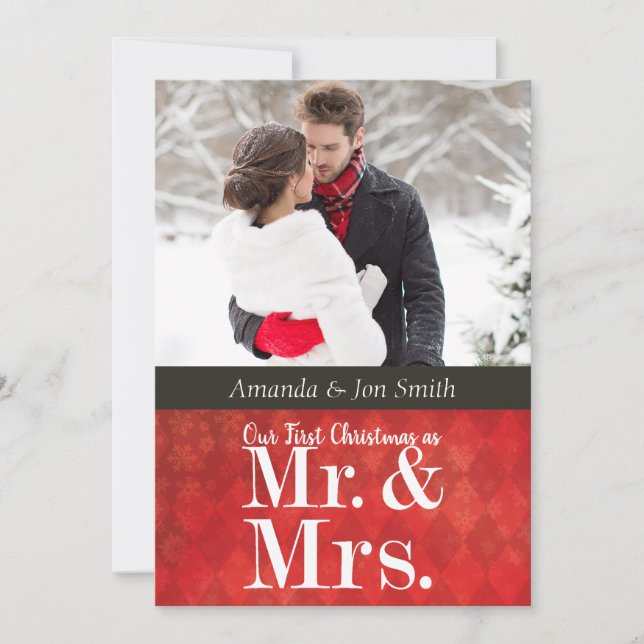 Premier Carte photo de Noël de la nouvelle mariée (Devant)