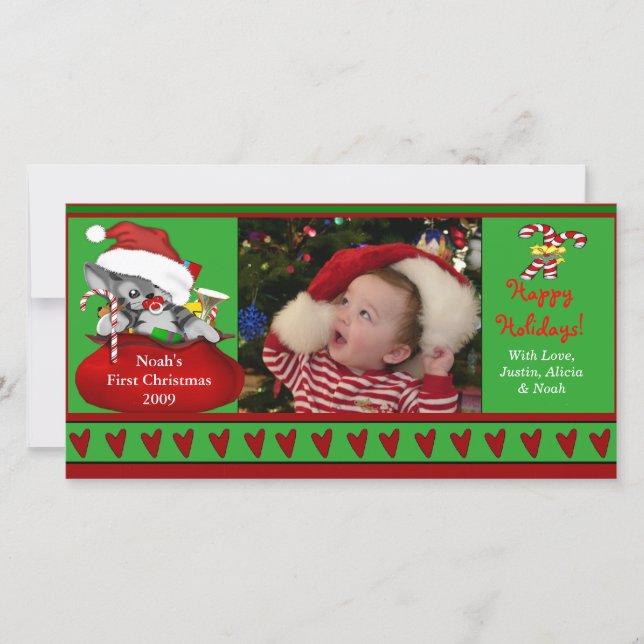 Premier carte photo de Noël du bébé (Devant)