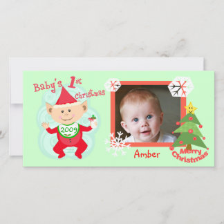 Premier Carte photo de Noël du bébé personnalisé