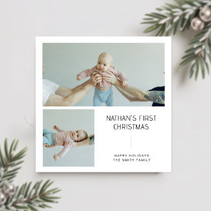 Premier Carte photo de Noël minimaliste pour bébé
