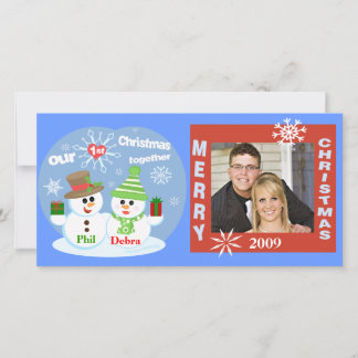 Premier Carte photo de Noël Snowmen Couples
