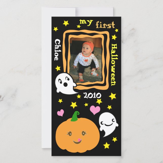 Premier Carte photo personnalisé Halloween Kawaii (Devant)