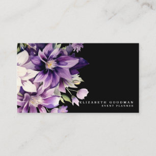 Premier Cartes de visite floraux violets noirs