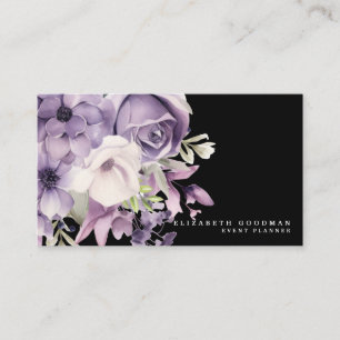 Premier Cartes de visite floraux violets noirs
