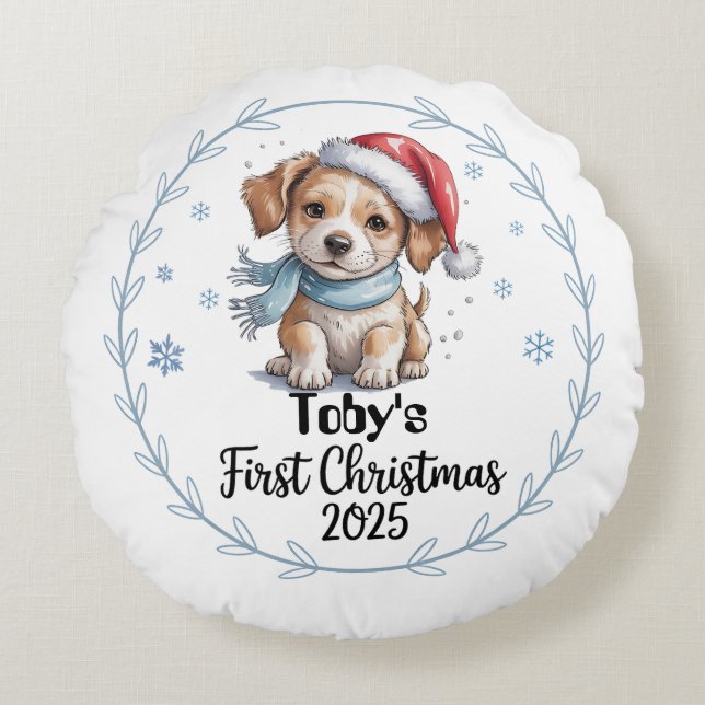 Premier Coussin rond de Noël 2025 pour bébé - modi (Devant)