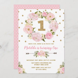 Premier Invitation de fête d'anniversaire de la fl