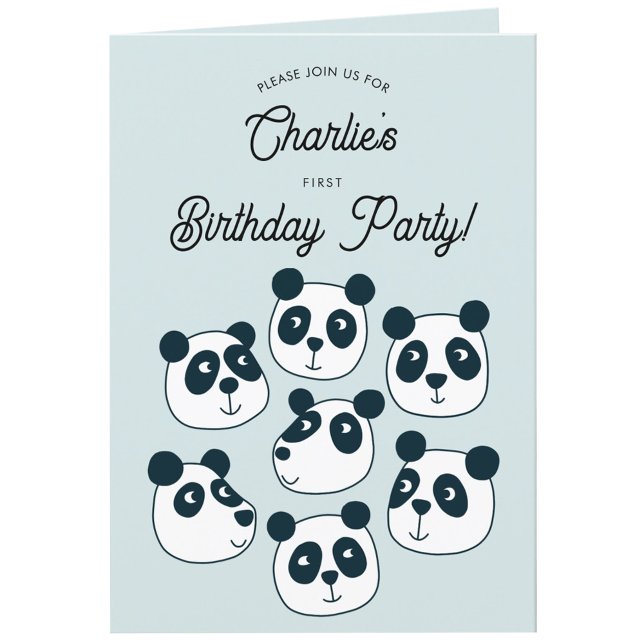 Premier Invitation de fête d'anniversaire de l'Our (Cute panda bear animal themed personalized first birthday party invitation)