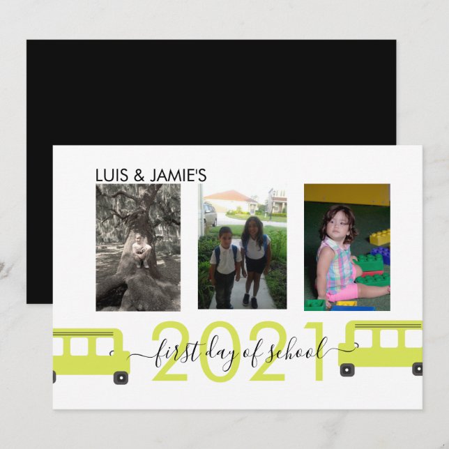 Premier jour de l'école Carte photo de script de b (Devant / Derrière)