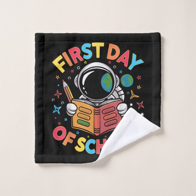 Premier jour d'école Astronaute Espace Retour à l' (Gant de toilette)