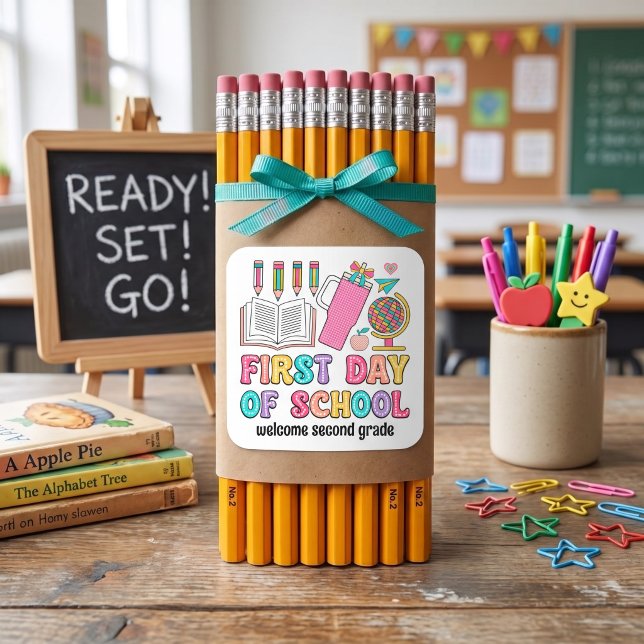 Premier jour d'école autocollants rétro colorés (Créateur téléchargé)
