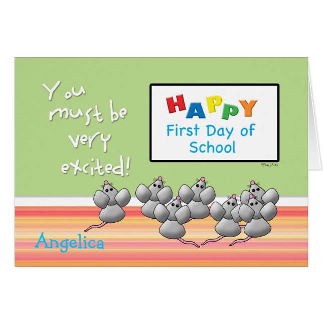 Premier jour des souris mignonnes d'école et du (Devant horizontal)