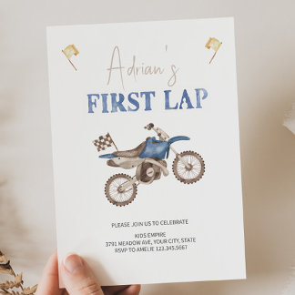 Premier LAP Blue Dirt Vélo Anniversaire Invitation