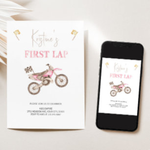 Premier LAP Pink Dirt Vélo Anniversaire Invitation