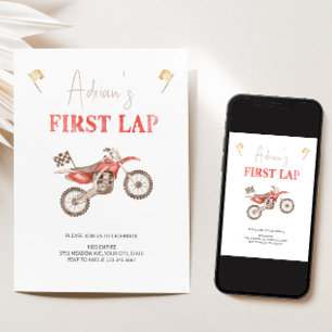 Premier LAP Red Dirt Bike Anniversaire Invitation