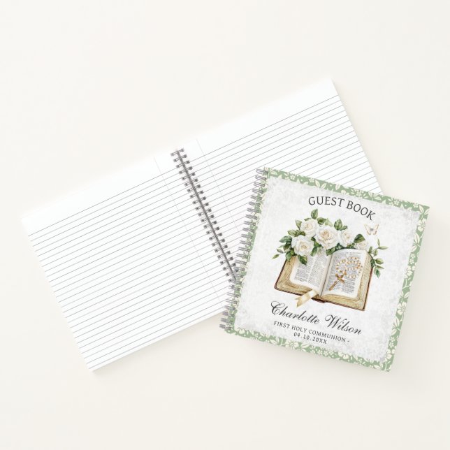 Premier livre d'invité floral Holly Communion (Intérieur)