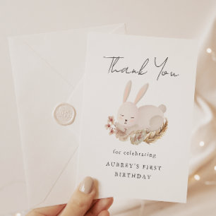Premier Merci d'anniversaire avec lapin dormant mi
