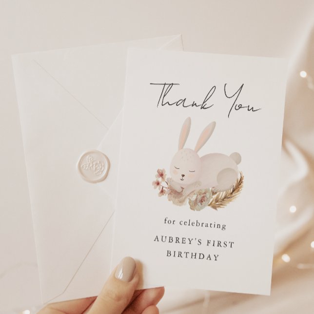 Premier Merci d'anniversaire avec lapin dormant mi (Créateur téléchargé)