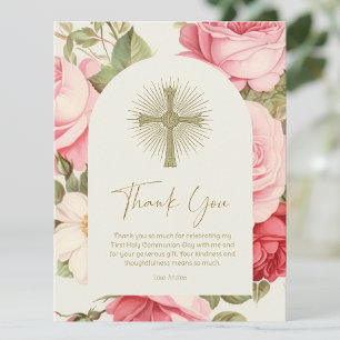 Premier Merci de communion Roses roses roses