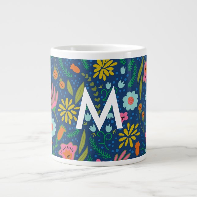 Premier monogramme floral Jumbo Mug (Devant)