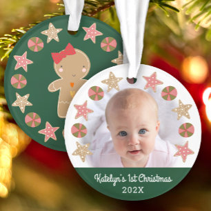 Premier Noël Baby Photo Gingerbread Girl Green
