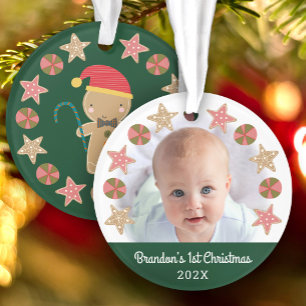 Premier Noël Bébé Photo Garçon en Pain d'Épice