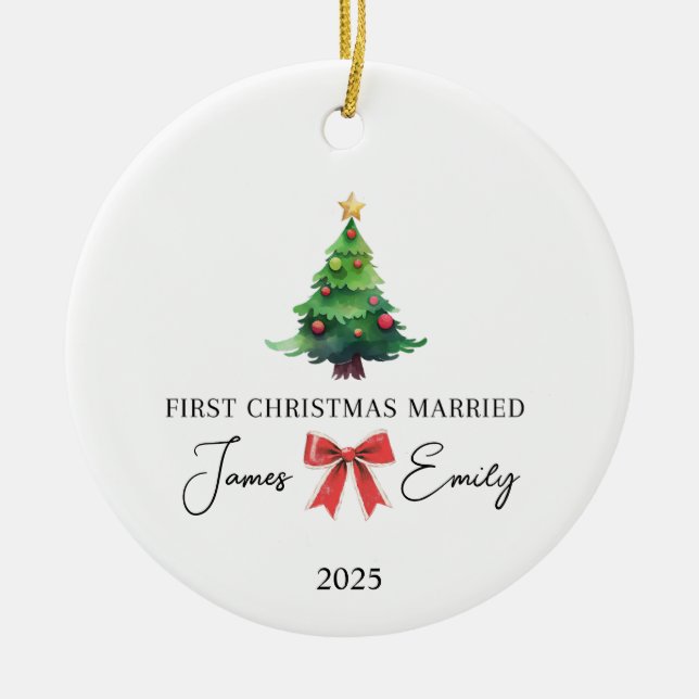 Premier Noël Comme Ornement Marié, Cadeau Mariage (Devant)