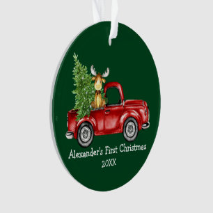 Premier Noël de bébé Camion Cerf PHOTO ARRIÈRE Ver