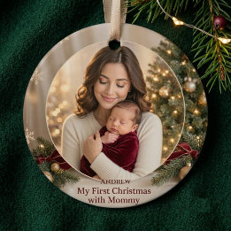 Premier Noël de bébé élégant avec photo de maman