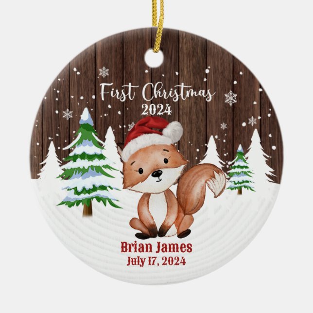 Premier Noël de bébé Ornement Renard (Devant)