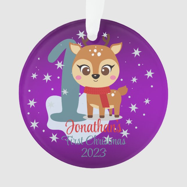Premier Noël de bébé renne mignon couleur moderne (devant)