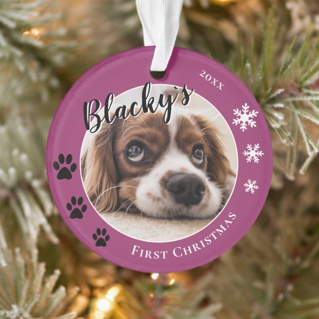 Premier Noël de chiot rustique Nom de chien Photo (Arbre)