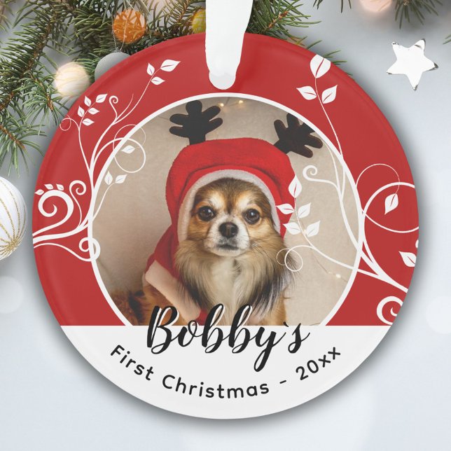 Premier Noël de chiots Feuillage Nom de chien Phot (Créateur téléchargé)