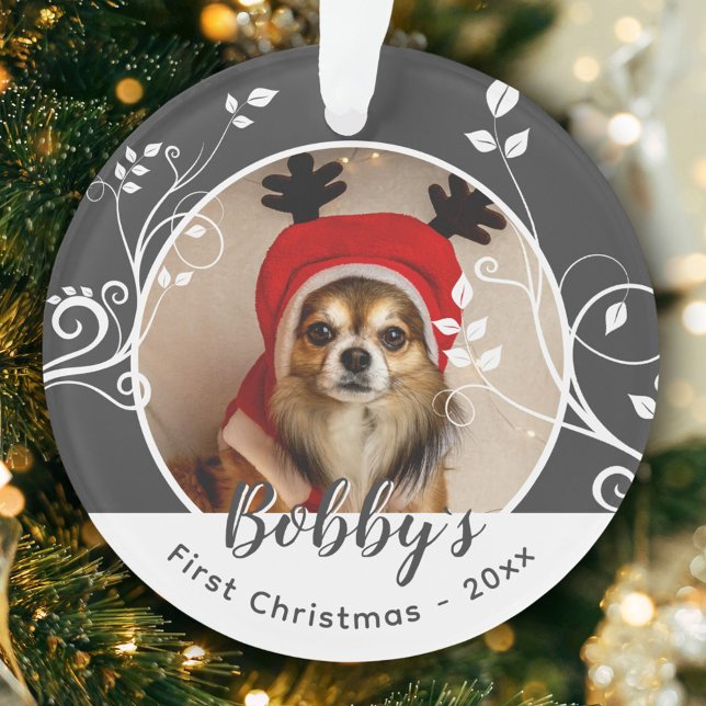 Premier Noël de chiots Feuillage Nom de chien Phot (Créateur téléchargé)