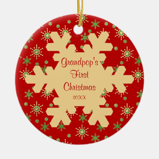 Premier Noël de Grandpop Ornement Flocon de Neige  (Devant)