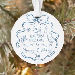Premier Noël de jeunes parents Bleu Fantaisiste à 