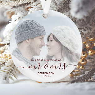 Premier Noël de mariage personnalisé avec photo et