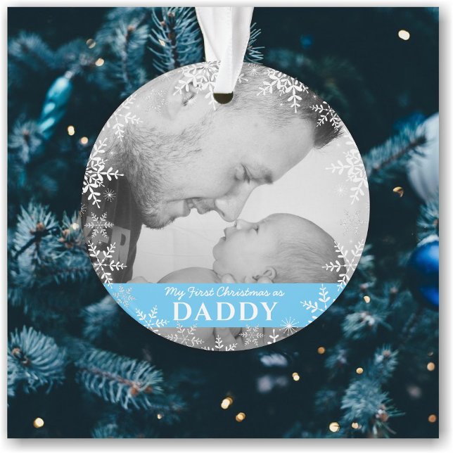 Premier Noël de papa Snowflakes Baby Boy Photo (Créateur téléchargé)